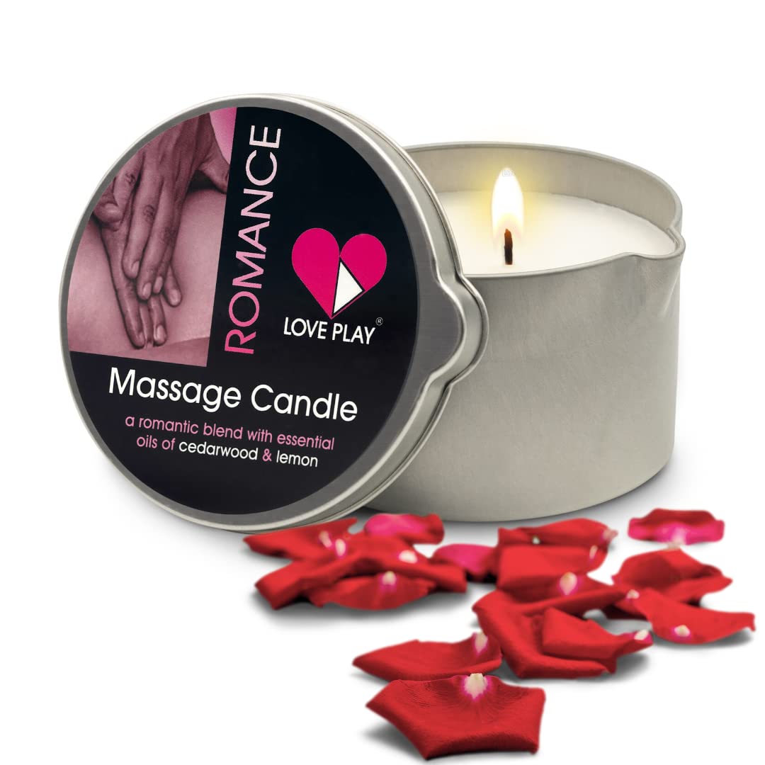 LOVE PLAY Romance Massage Candle - Moisturizing Body Oil Candle for Couples and Home Spa - Luxurious & Hydrating Skin Care Body