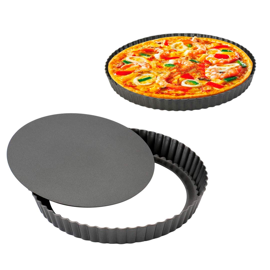 Meichu 10 Inch Tart Pans With Removable Bottom Non Stick Fluted Quiche Pans Cake Pans For Baking Pizza Fruit Mousse Christmas De