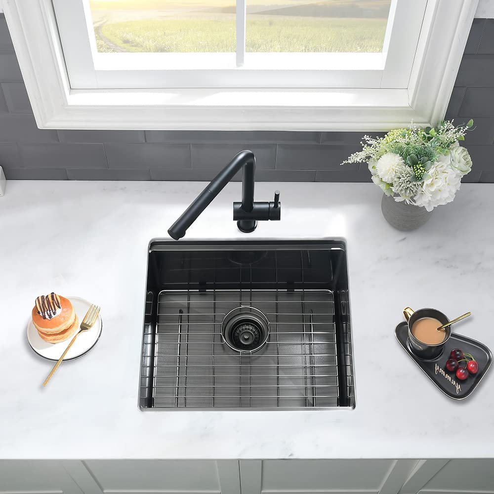 21 Black Bar Sink Undermount Workstation-Vasoyo 21X17 Gunmetal Black Stainless Steel Bar Prep Sink Undermount Kitchen Sink Outdo