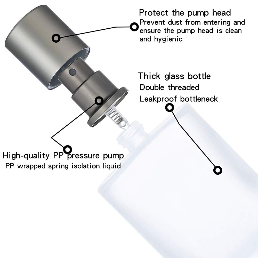 2 Pack 50Ml/1.69 Oz Empty Frosted Glass Spray Bottles Perfume Atomizer, Refillable Fine Mist Spray Empty Perfume Bottles With 4