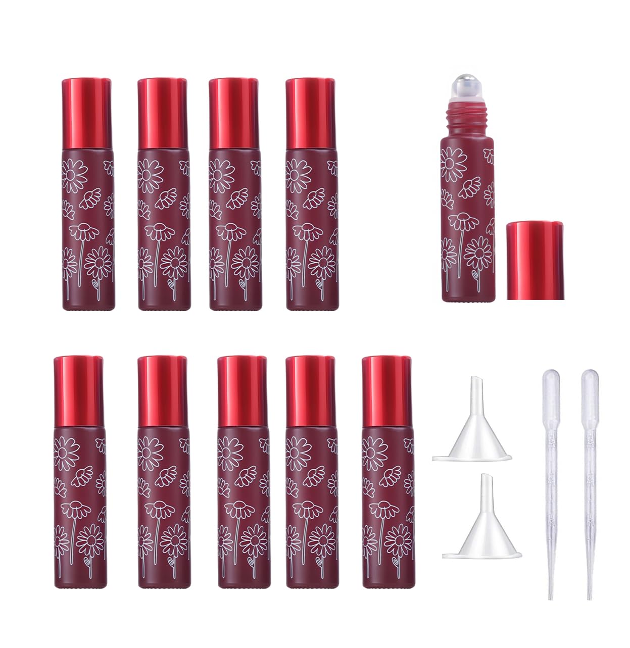 YORROR 10ml Glass Essential Oil Roller Bottles Roll on Bottles