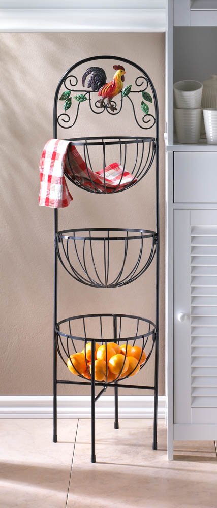 Rooster 3-Tier Kitchen Basket 12X12X43.5