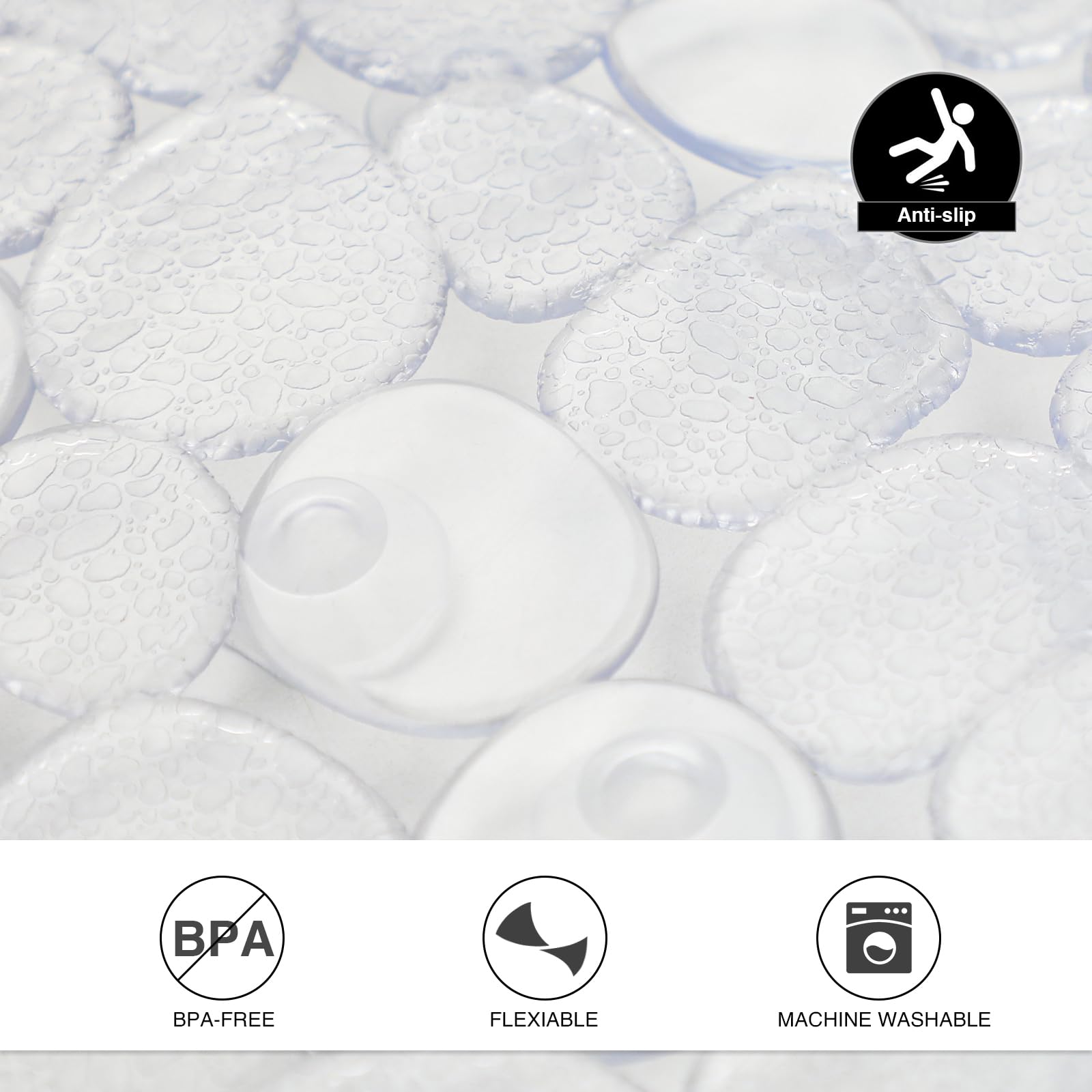 Bath Mats for Bathroom Tub 27x14 Inch Bath Mat for Tub Feels Great on Tired Feet  Friendly Machine Washable Shower Tub Mats with 167 Big Suction Cups Shower Mat Bath Tub Mat Clear