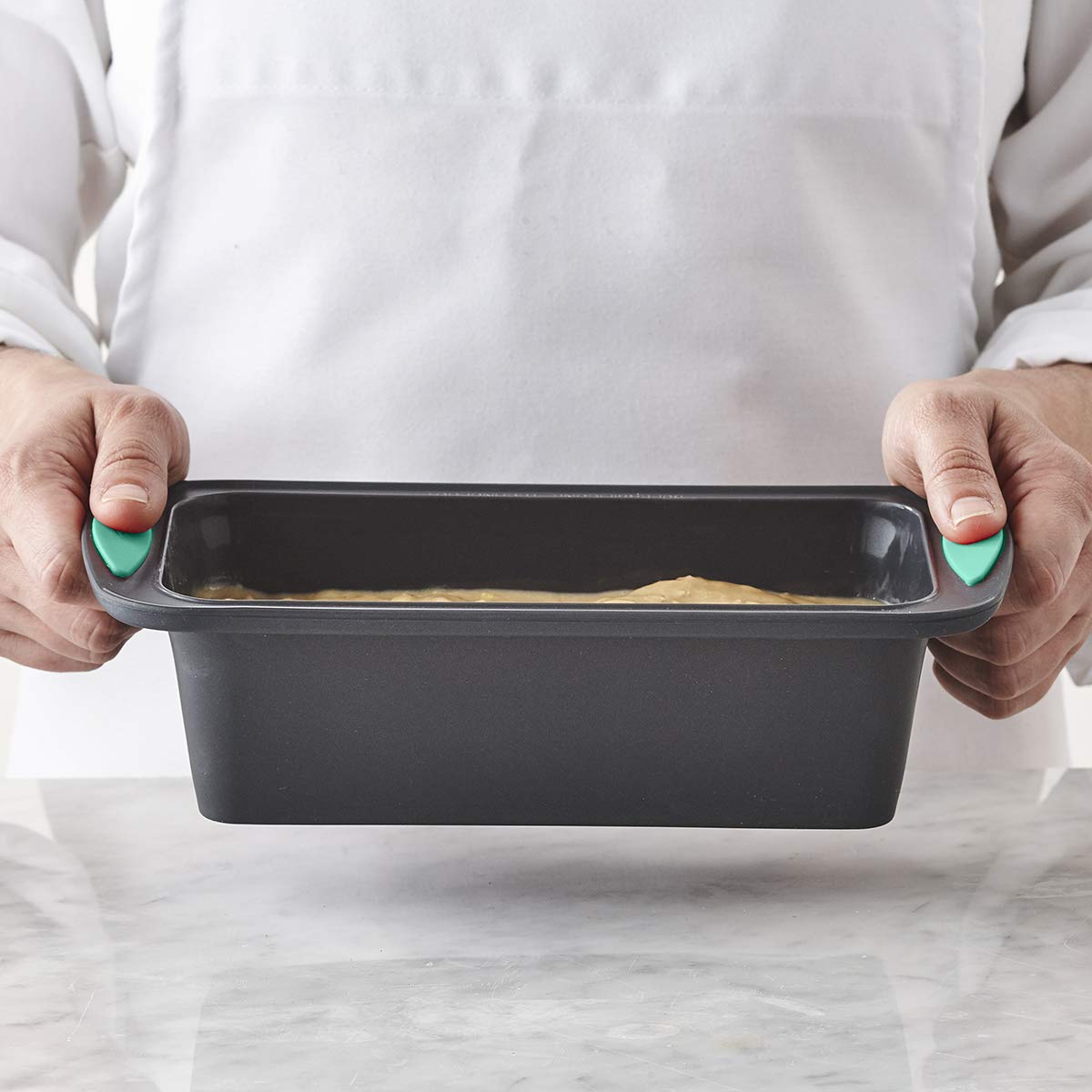Trudeau Structure Silicone Bakeware, 8.5 X 4.5 Loaf Pan, Mint/Black
