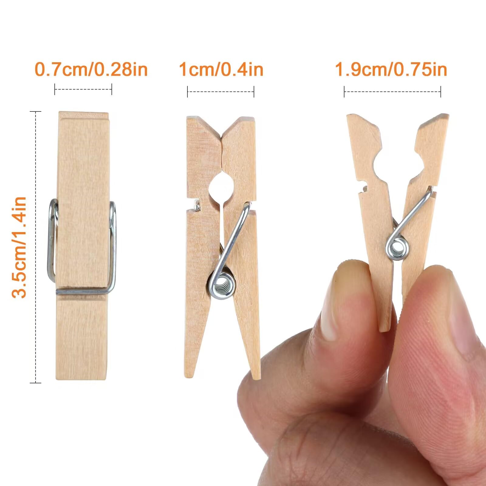 Mini Clothespins, 200 Pcs 1.4 Inch Mini Clothespins For Photos With 10M Jute Twine, Small Photo Clips Mini Clothes Pins Wooden,