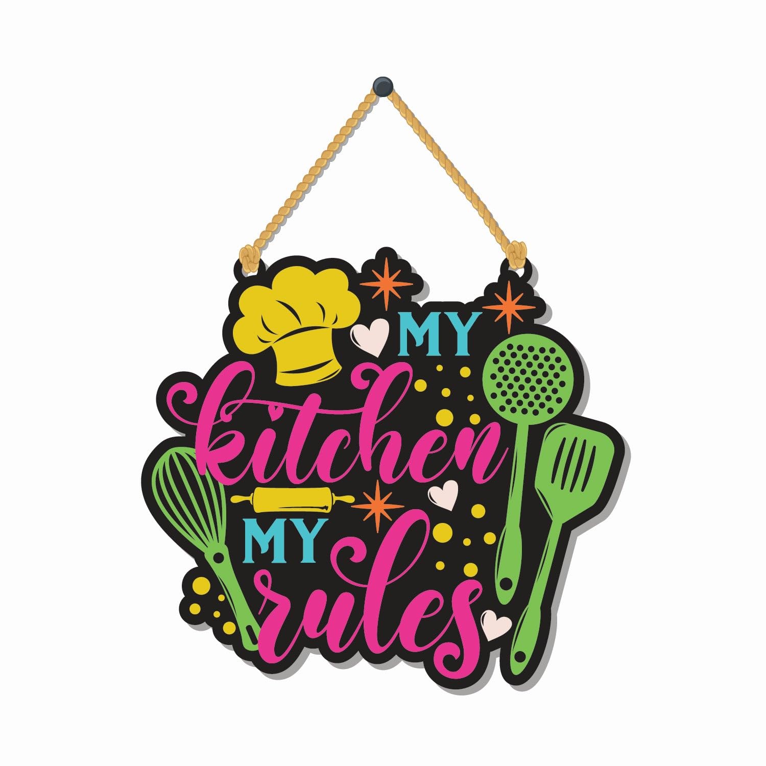 Aps Art Plus Store My Kitchen My Rules, Kitchen Wall Decorative Hanging, Kitchen Wall Decorative Quote Wall Hanging