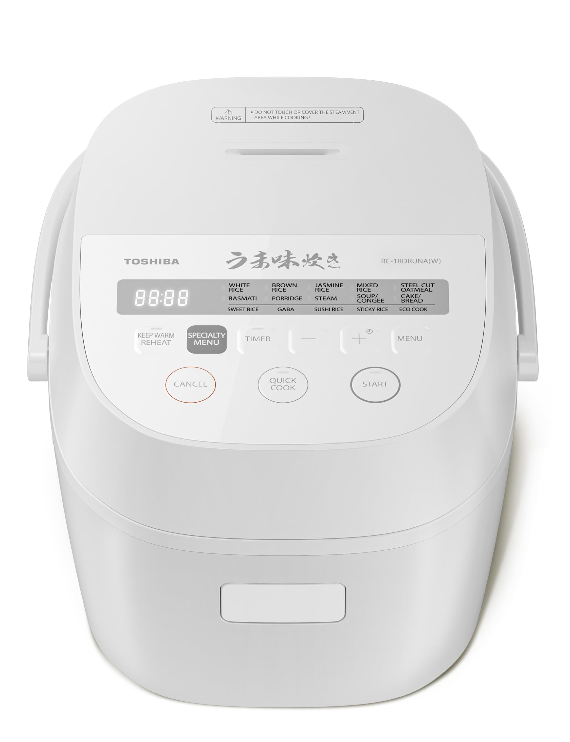 TOSHIBA OriginTaste Rice Cooker 10-Cup Uncooked, Fuzzy Logic, 15-in-1 Functions, Digital Display, Delay Timer, Keep Warm, Nonsti