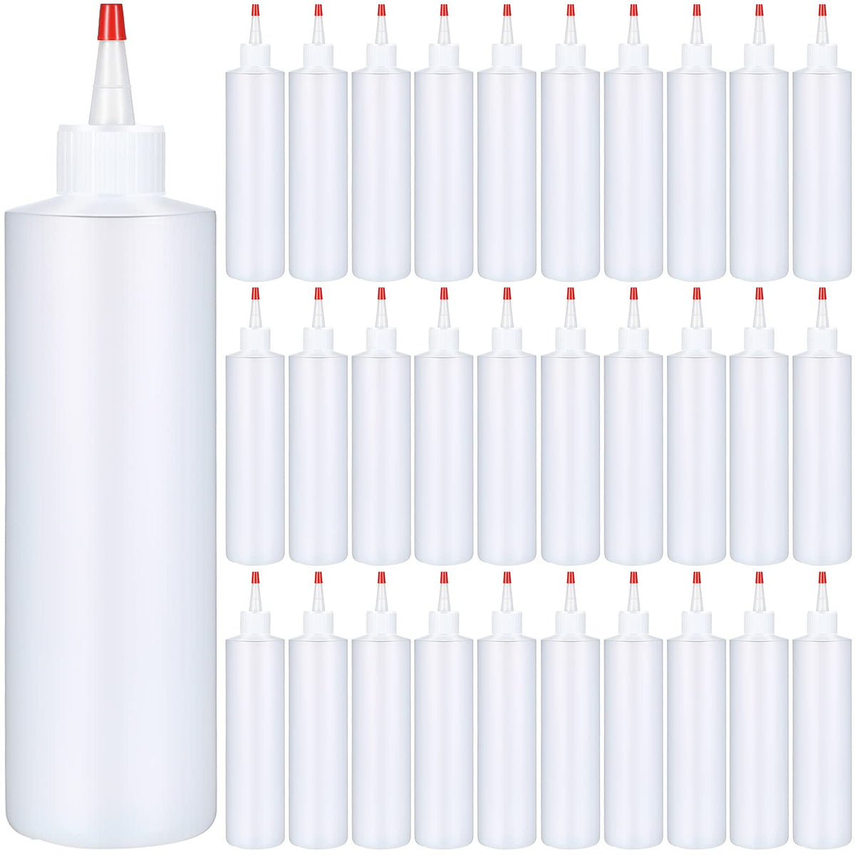 Irenare 30 Pack 16 Oz Plastic Condiment Squeeze Bottles For Sauces Empty Squirt Bottle With Top Cap Ketchup Squeeze Bottle For C