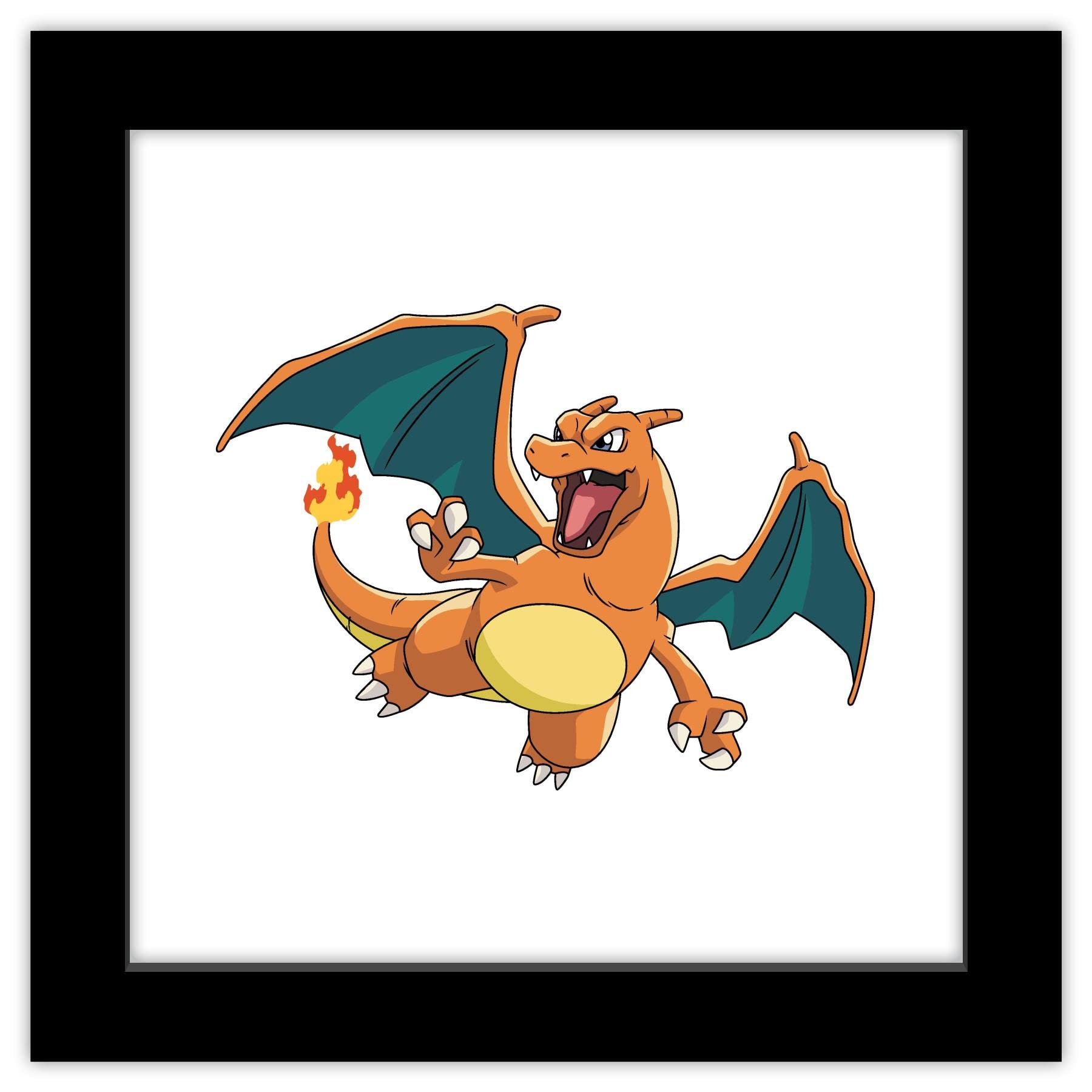 Trends International Gallery Pops Pokemon - Charizard Wall Art, Black Framed Version, 12'' X 12''