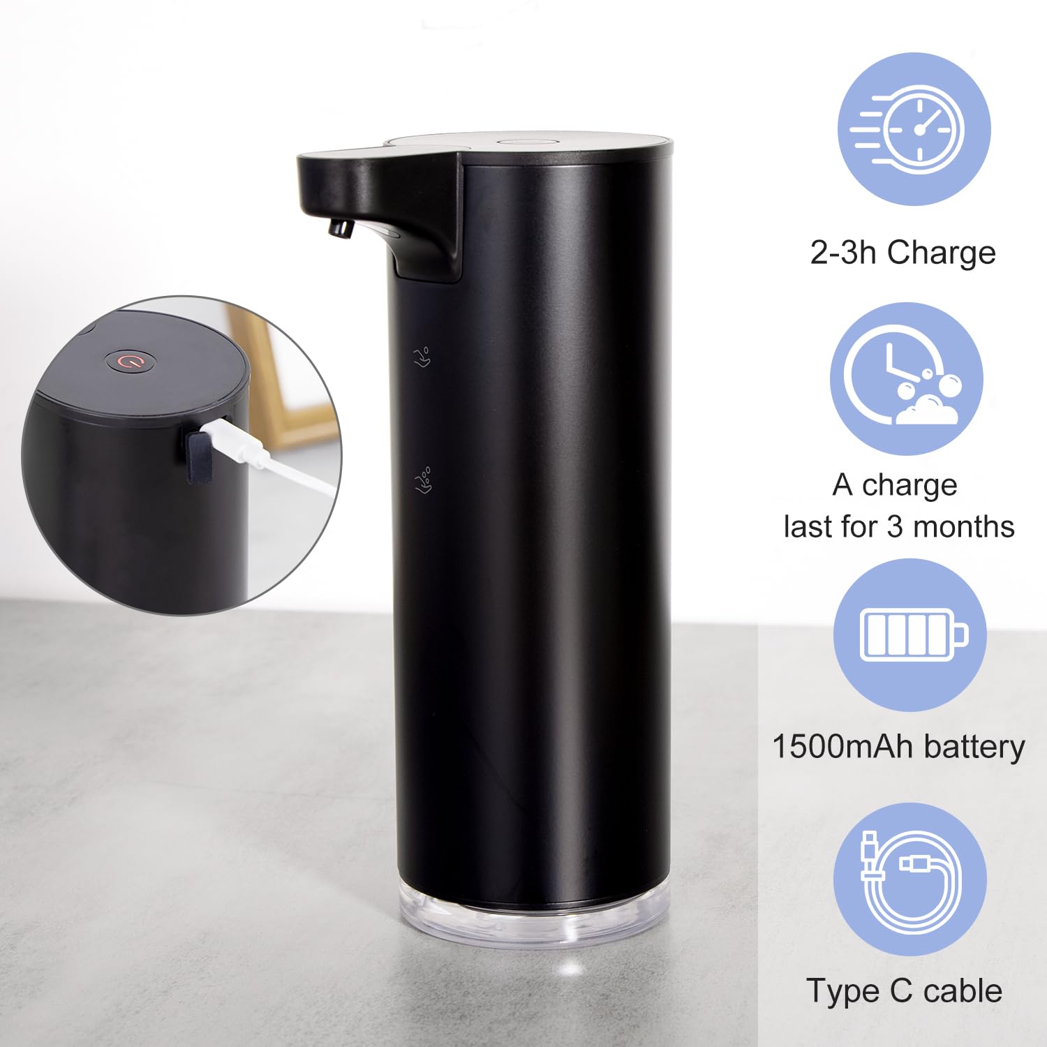 Laopao Automatic Soap Dispenser Foaming: Rechargeable Touchless Soap Dispenser Stainless Steel Foam Soap Dispenser For Bathroom