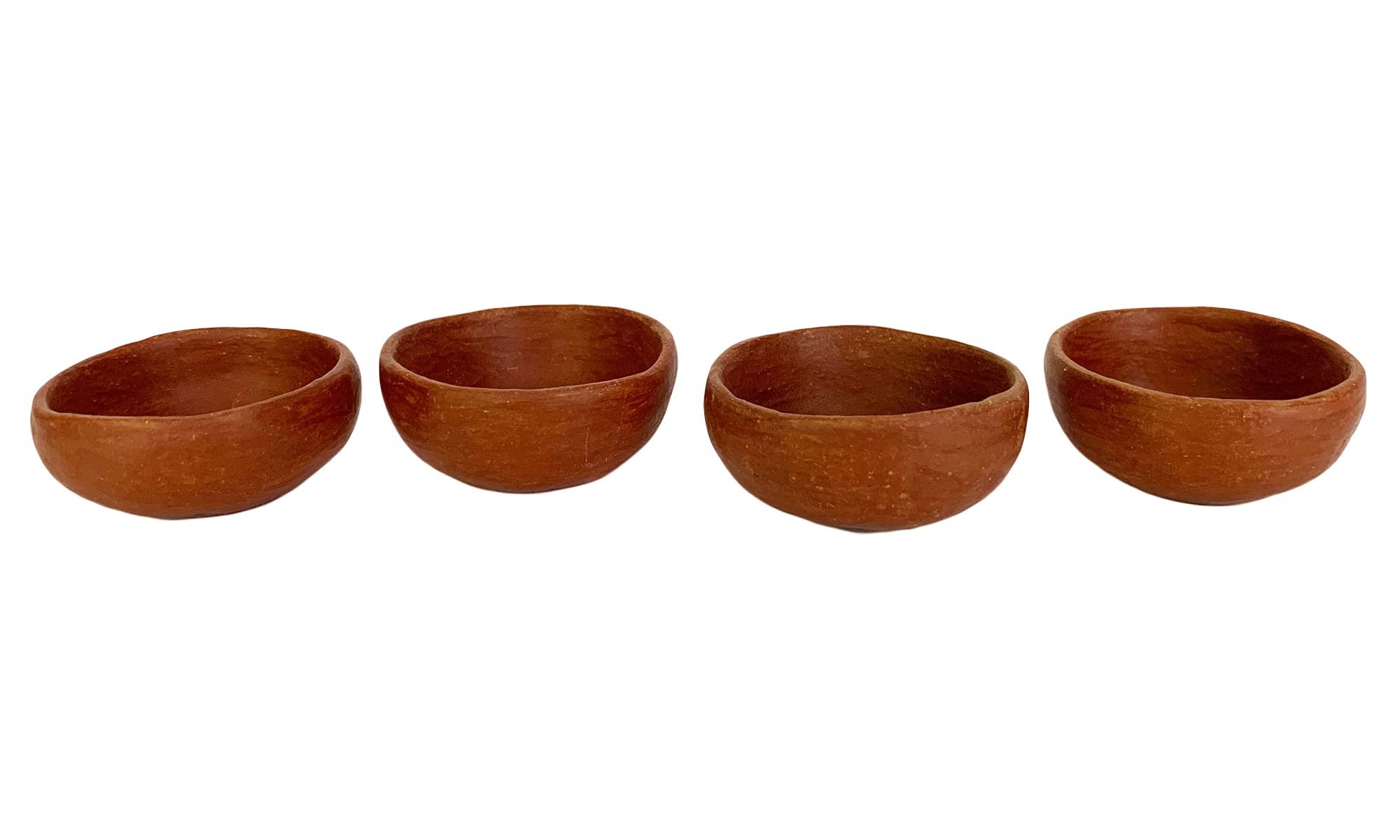 The Curated Pantry Red Clay Mezcal Copitas - Handmade In Oaxaca, Mexico - Pack Of 4 (Wide Mouth - Shallow)