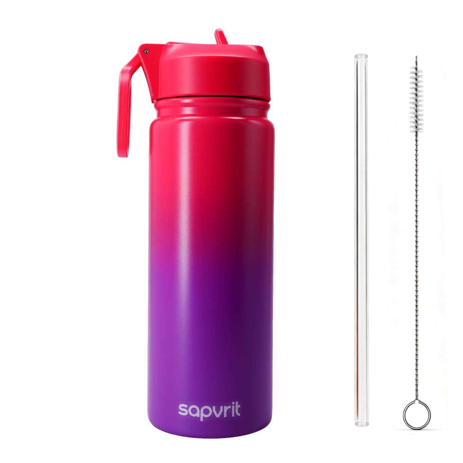 Water Bottle, 18 oz Water Bottles with Straw and Stickers, Stainless Steel Vacuum Double Wall Insulated cup,Water Bottle for Sch