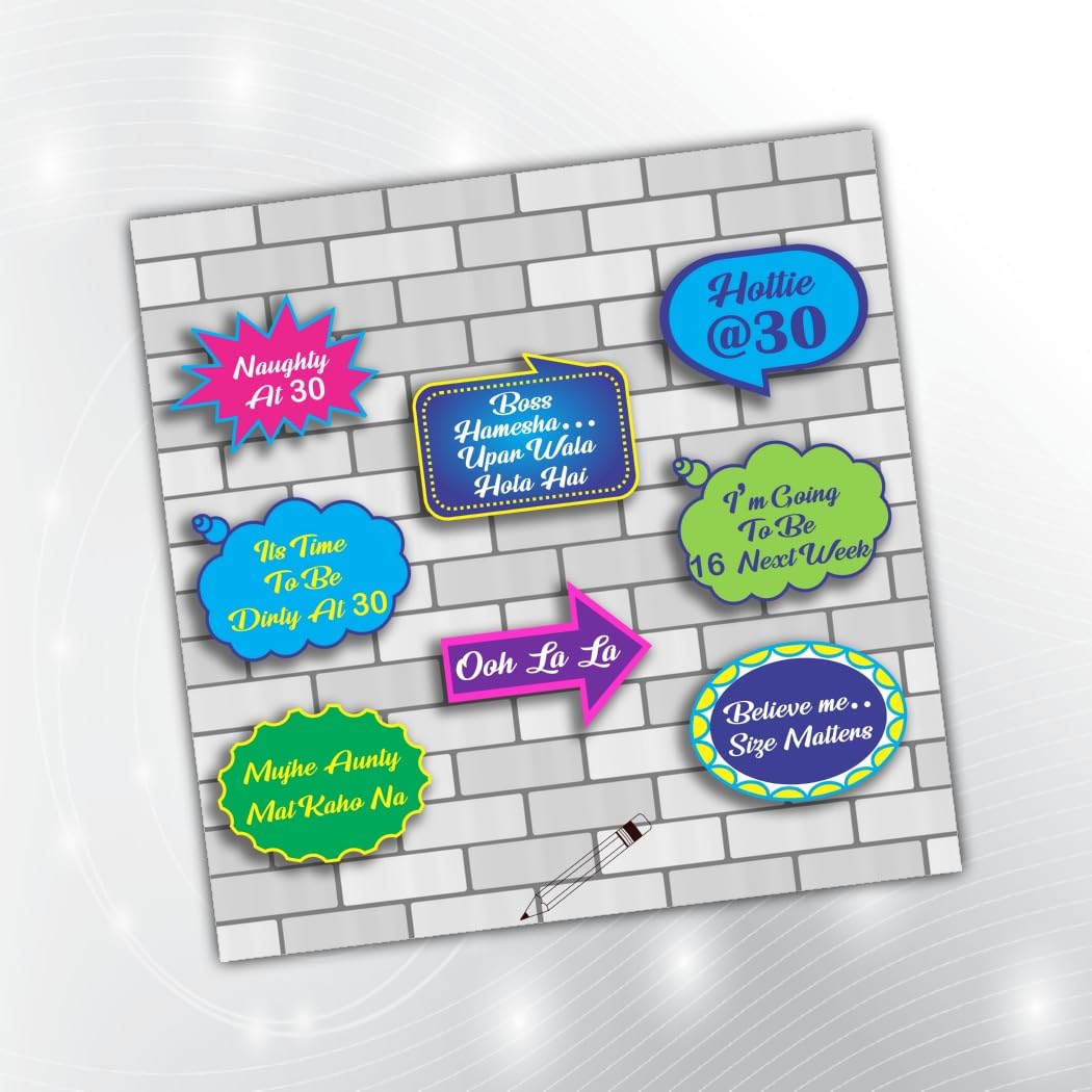 PartyStuff Naughty Theme Props  Naughty 30 Speech Bubbles (8 Cards)