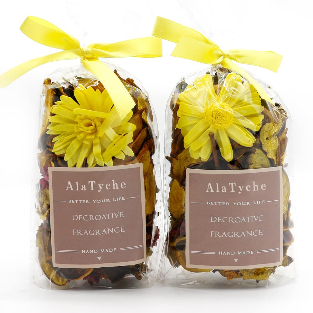 AlaTyche Yellow Potpourri Bags,Lemon Scented Potpourri Bowl Filler,Summer Decorative Dried Flowers, Home Fragrance Sachet of Pet
