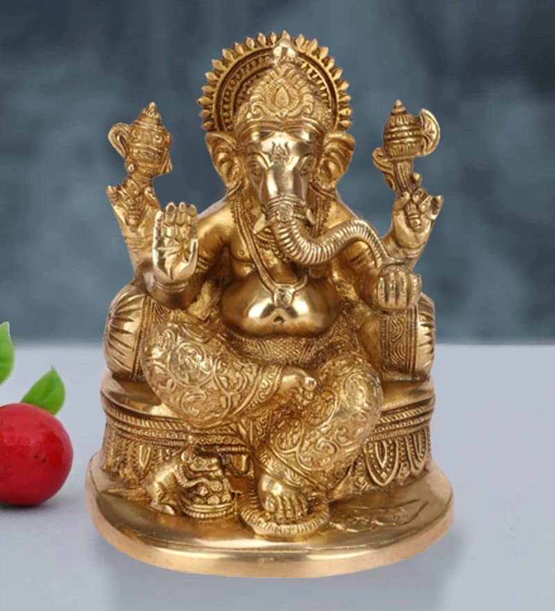 Artvarko Brass Ganesha Statue Ganesh Idol For Home Dcor Living Room Office Year Gifts God Ganpati Vastu Murti Showpiece Religiou