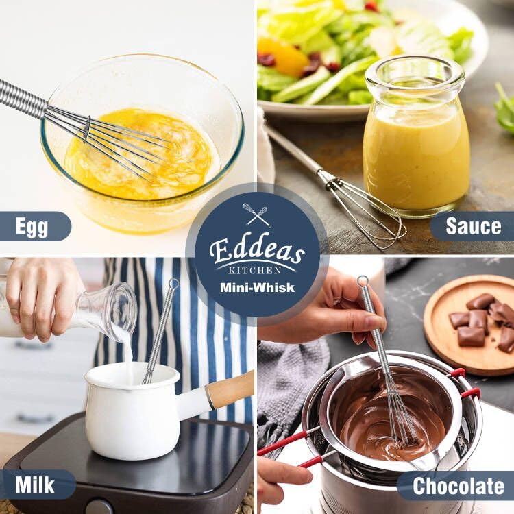 Eddeas Mini Whisk, Small Whisk 2 Pieces, 5In And 7In 304 Stainless Steel Wire Whisk For Whisking, Beating, Mixing Sauces, Blendi