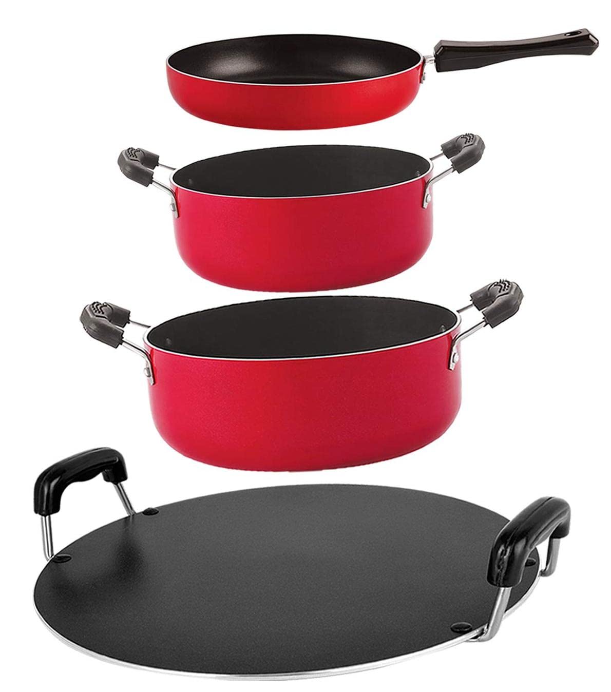 Nirlon Non Stick Pfoa Free Scratch Resistant Coating Cookware Set Of 4 Pieces (Fp10_Rt_Cs22_Cs24)