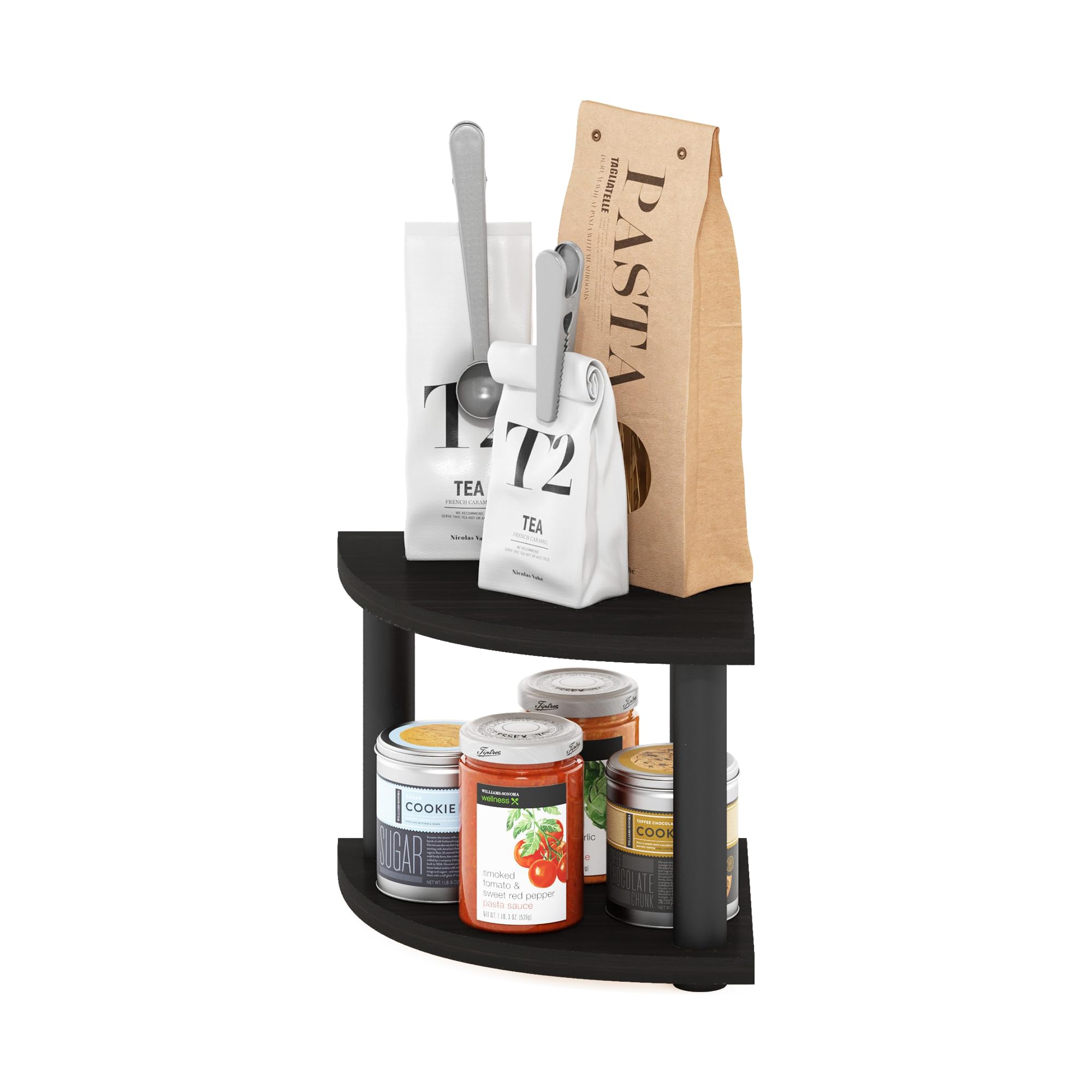 Furinno Turn-N-Tube Kitchen Countertop Organizer, 2-Tier Corner Countertop Organizer Shelf, Corner Shelf, for Kitchen, Pantry, O