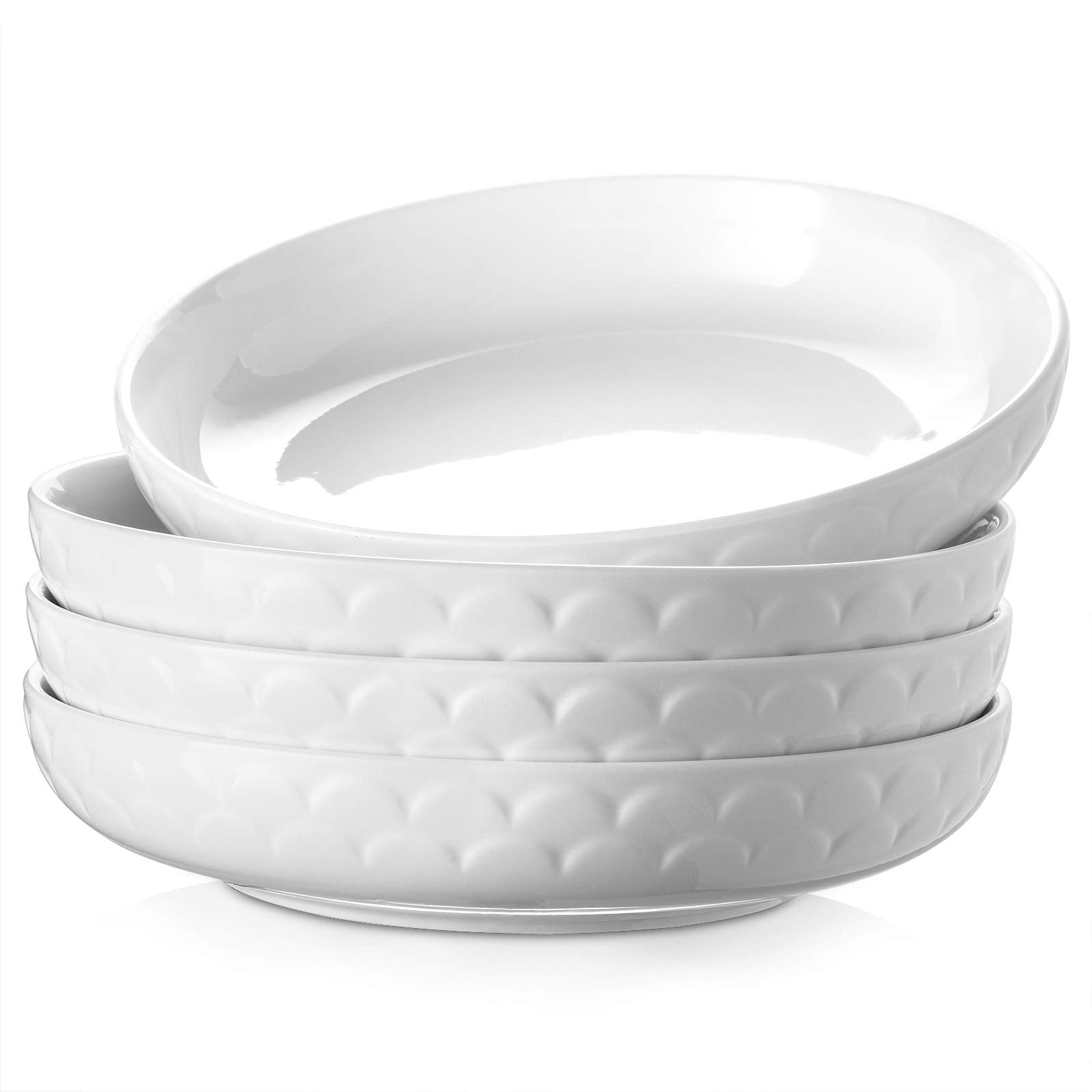 Dowan Pasta Bowls, 54 Oz Large Salad Serving Bowls, 10 ' ' Plates Bowls Set Of 4, White Ceramic Soup Bowls For Kitchen Meal Prep