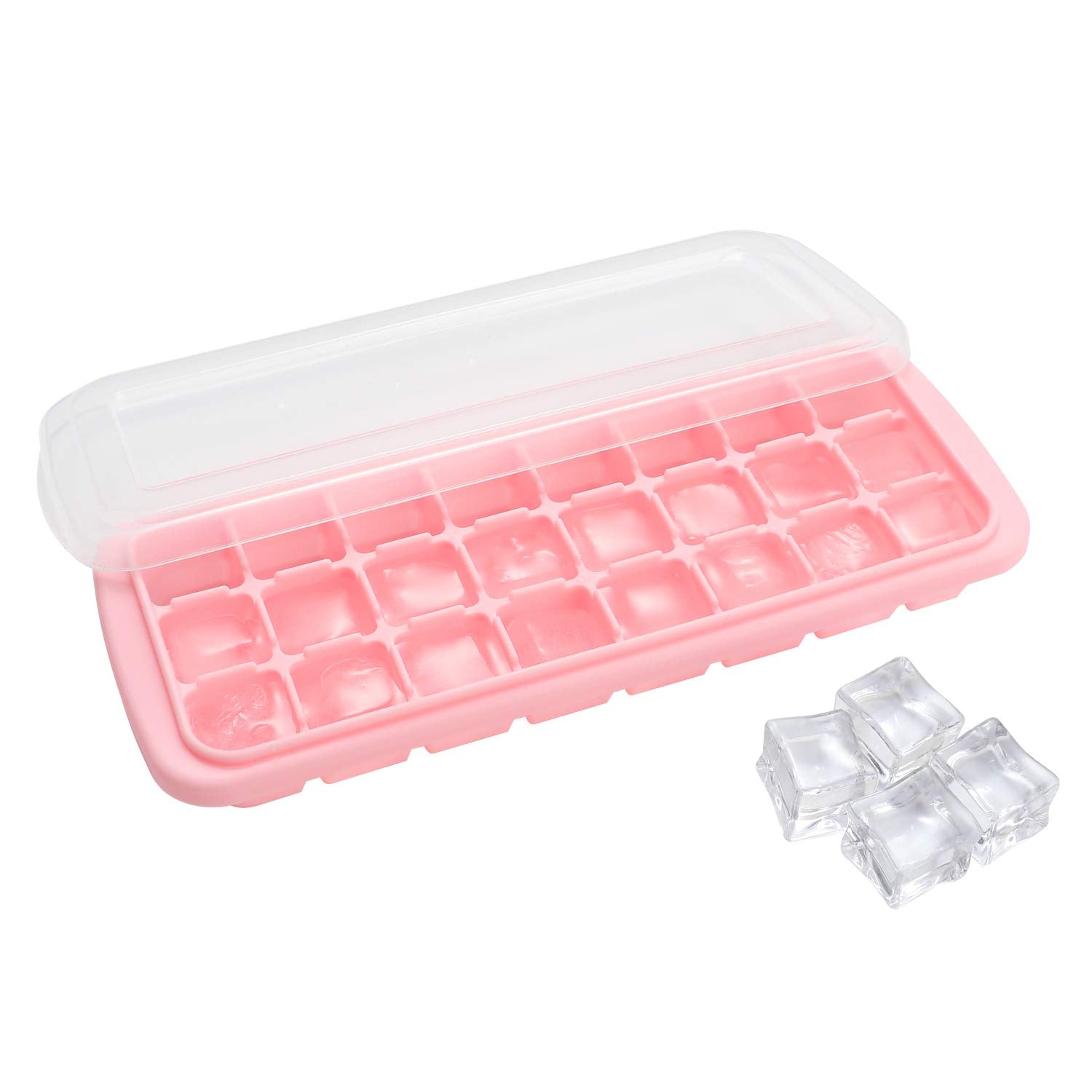 Humbee Ice Cube Tray, Soft Silicone Ice Tray With Lid, Flexible And Stackable Ice Cube Trays For Freezer, 1-Inch Cubes (24 Cubes