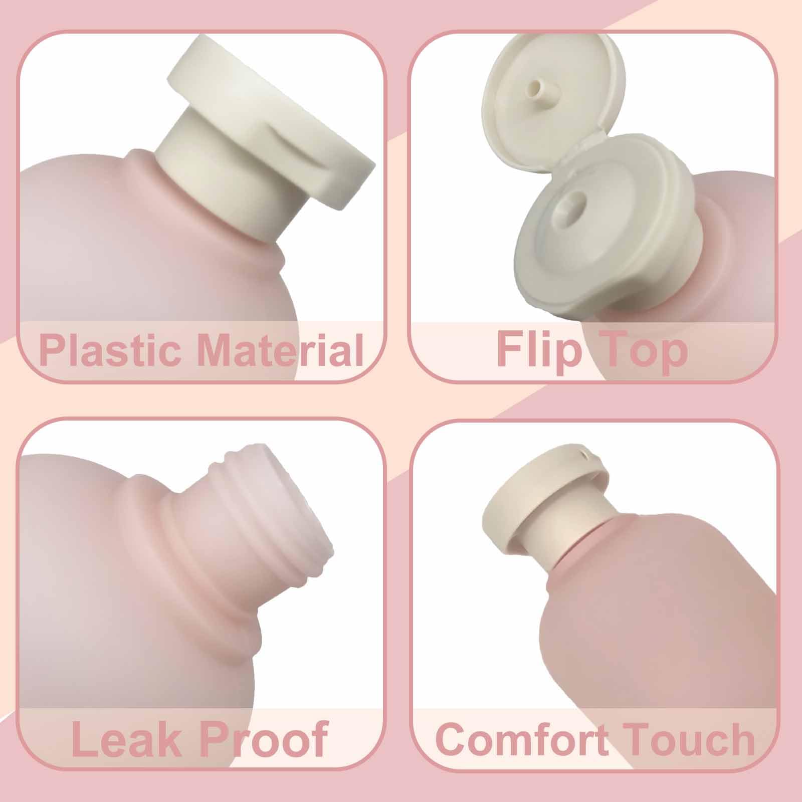 TMXAOK 2 Pieces Squeeze Bottles with Flip Cap, Large Empty Refillable Plastic Leak Proof Travel Bottles Travel Accessories for S