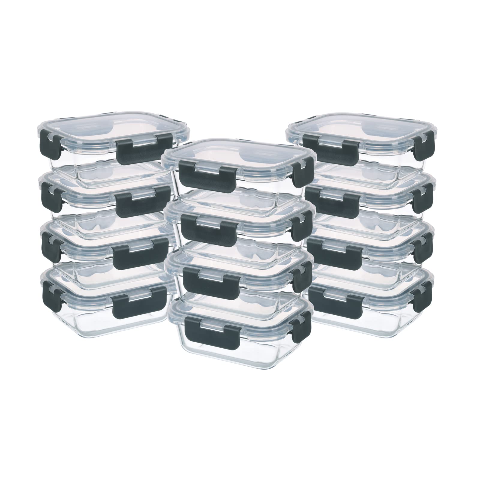 12 Pack Glass Food Storage Containers with Airtight Lids for Meal Prep, Leftover, BPA-Free, Leak-Proof, Freezer to Microwave Saf