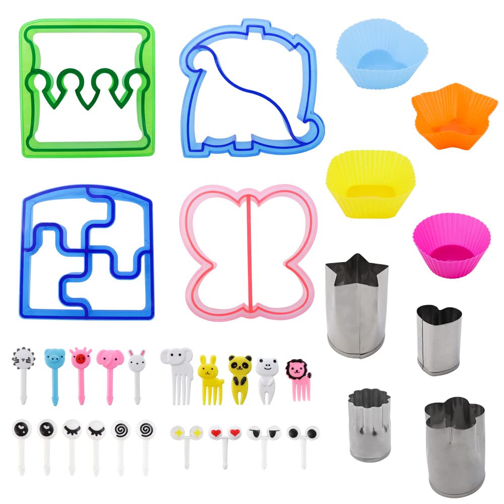 Jogilboy 32 Pcs Diy Food Set Sandwich Cutters And Sealer Sandwiches Maker Fun Crust Cutters Shapes Fruit And Vegetable Cutters F