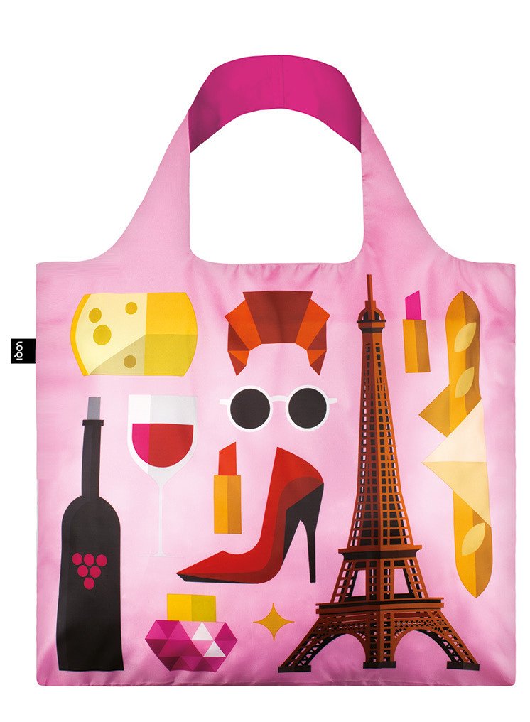 Loqi Hey Studio Paris Reusable Shopping Bag, Pink