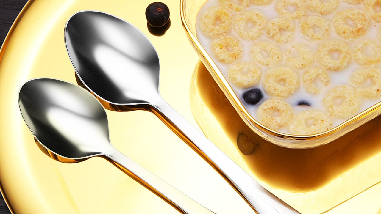 Yyzp Tiny Spoons Set Of 12, Small Coffee Spoons Mini Stainless Steel Spoons For Dessert, Appetizer,Ice Cream (4 Inch)