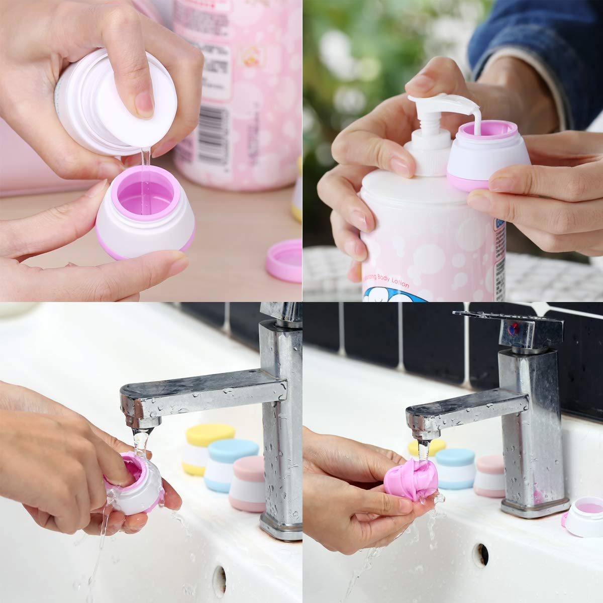 Aoutacc 5 Pack Travel Containers, Tsa Approved 20Ml Leakproof Silicone Cream Jars Squeezable Portable Soft Travel Bottles For Sh