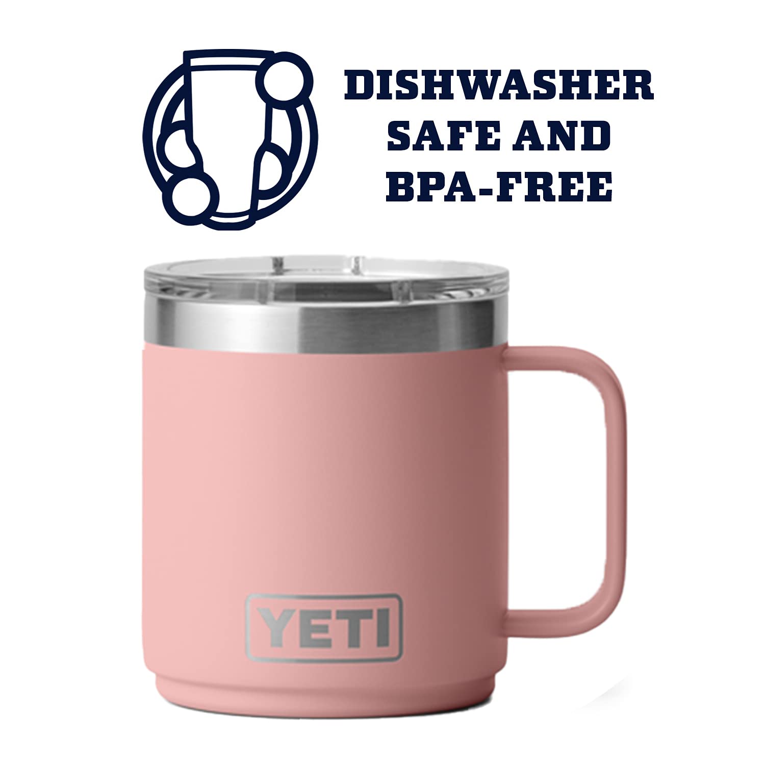 Yeti Rambler 10 Oz Stackable Mug, Stainless Steel, Vacuum Insulated With Magslider Lid, Sandstone Pink