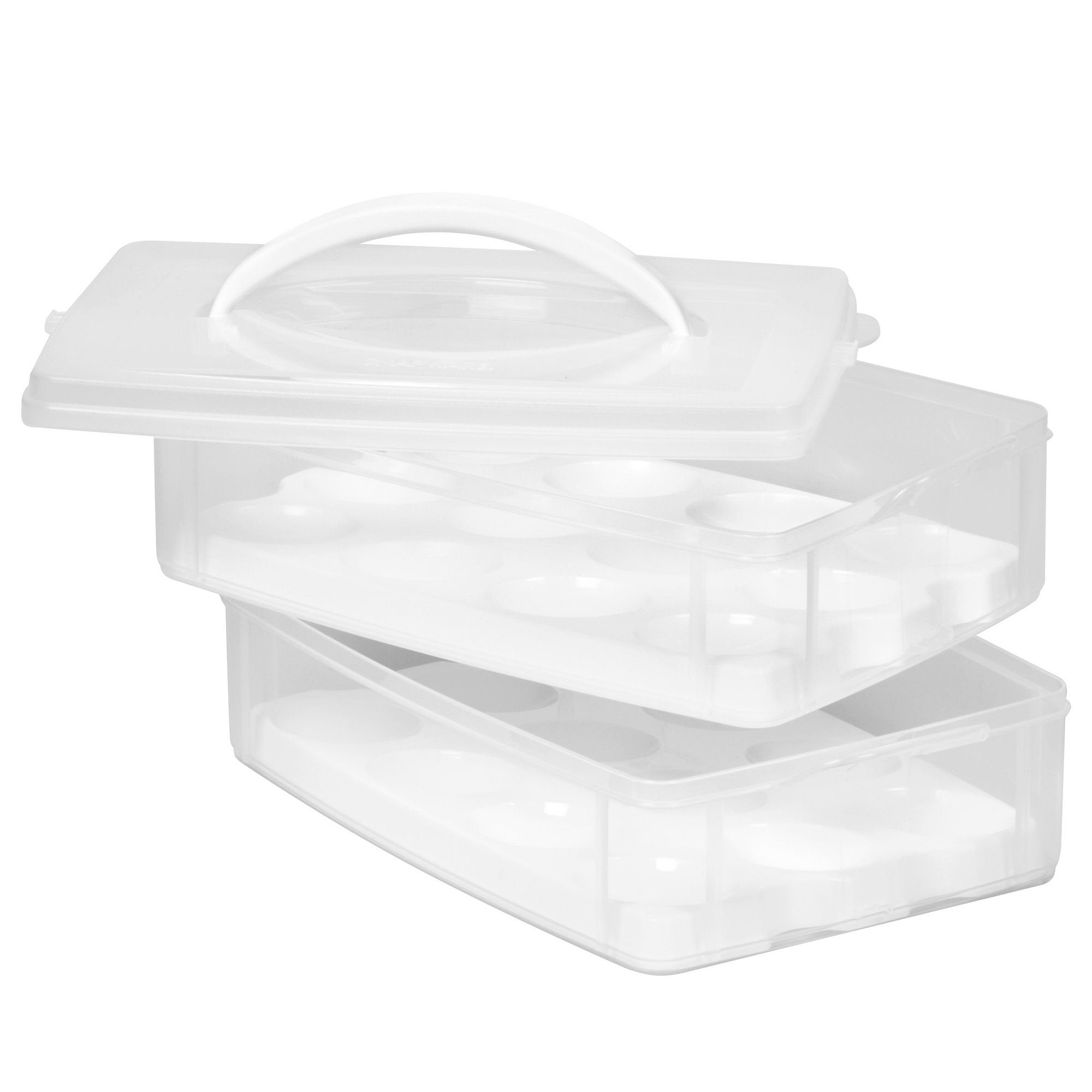 Snapware Snap N Stack Portable Storage Carrier with Lid for Eggs, BPA-Free Egg Holders, Dessert Carrier with Stackable Trays, M