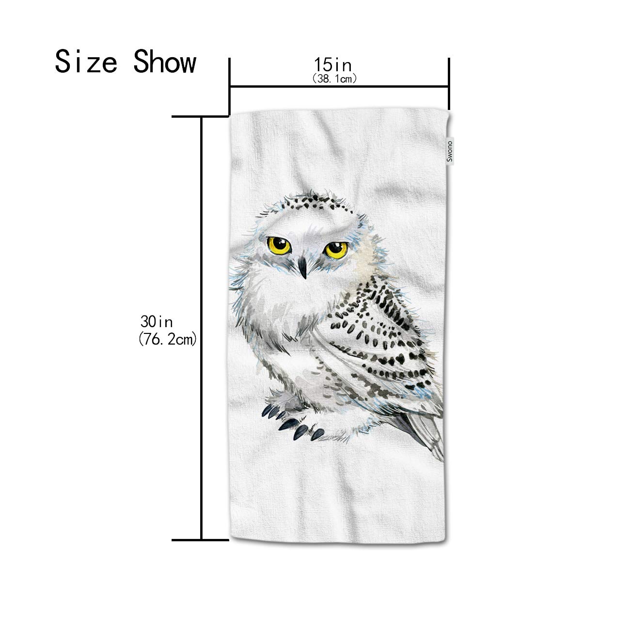 Hgod Designs Owl Hand Towels,Cute Watercolor Animal White Snowy Owl 100% Cotton Soft Bath Hand Towels For Bathroom Kitchen Hotel