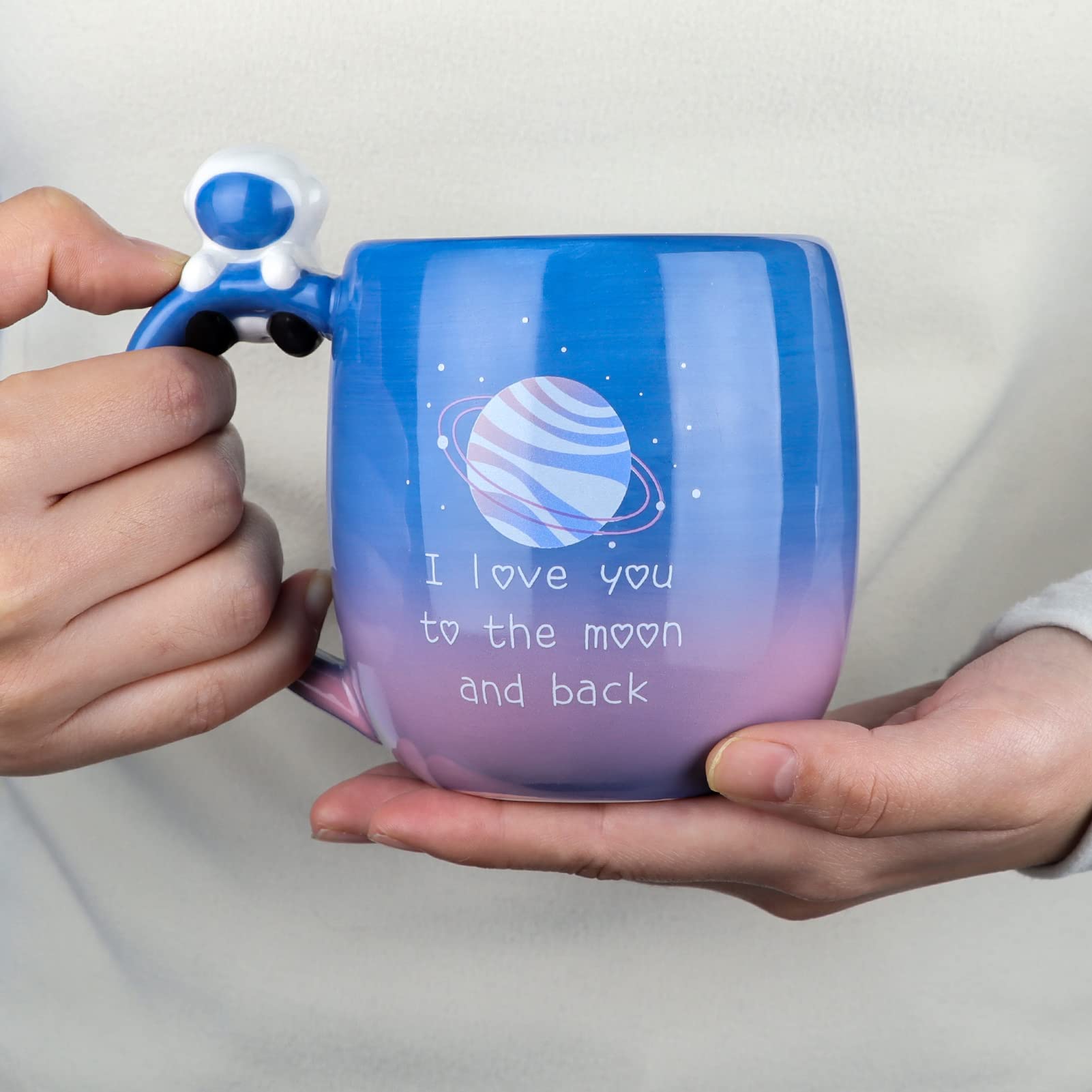 Lavezee I Love You to the Moon and Back Ceramic Mug with Handle, 16 Ounce Large Coffee Tea Cup Mugs Gift