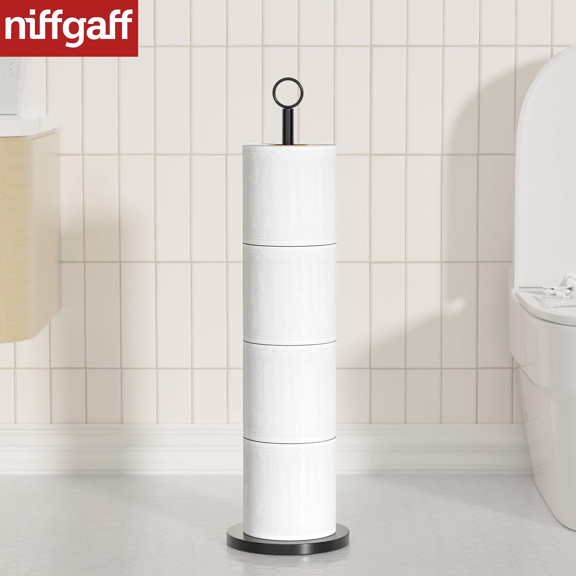 Toilet Paper Holder Stand(with Reserve Function)  Free-Standing Toilet Paper Storage Holder  Stainless Steel Toilet Roll Holder Stand for Bathroom & Toilet Spare Rolls Storage