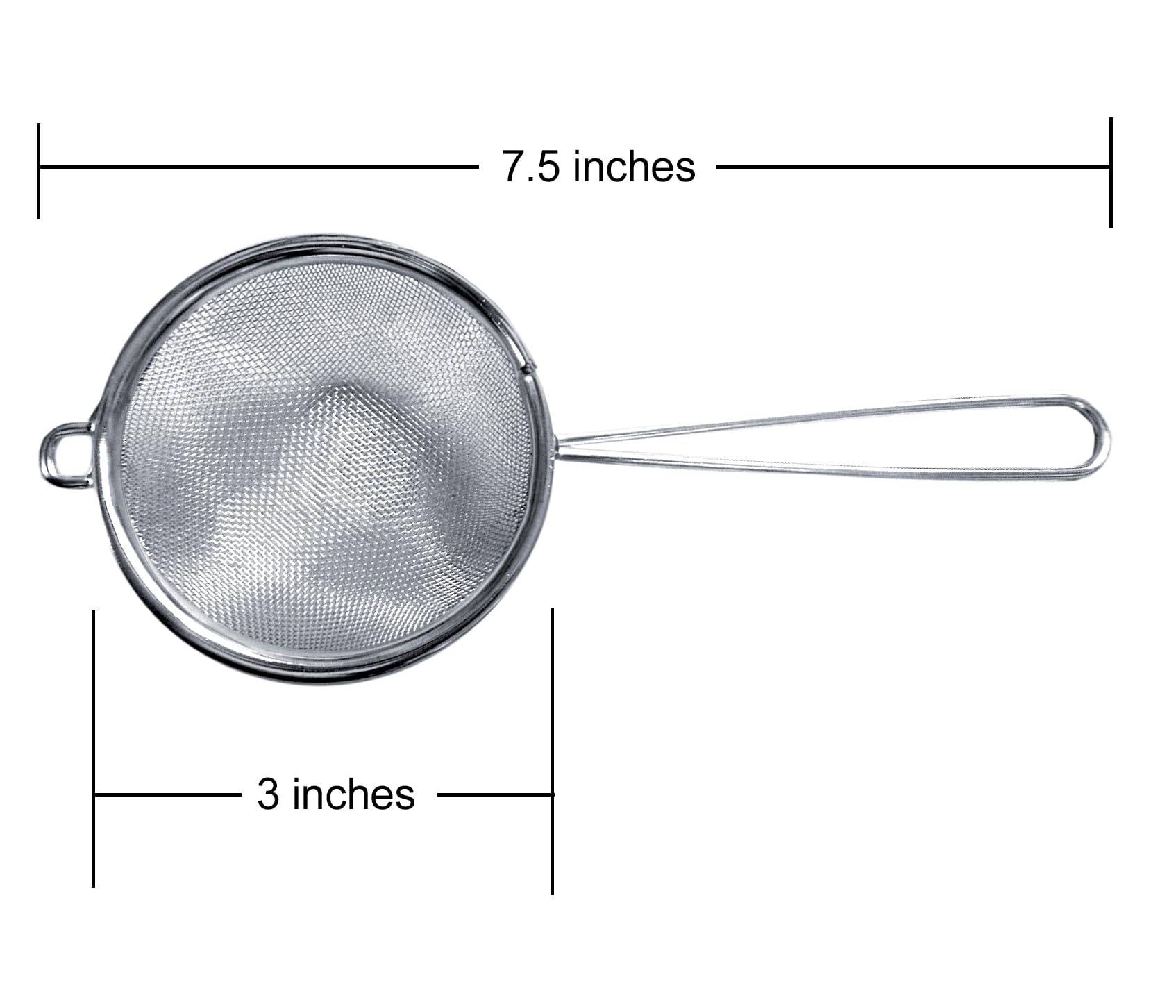 Cuisinox Fine Mesh Strainer, Stainless Steel With Handle, 3'' X 8''