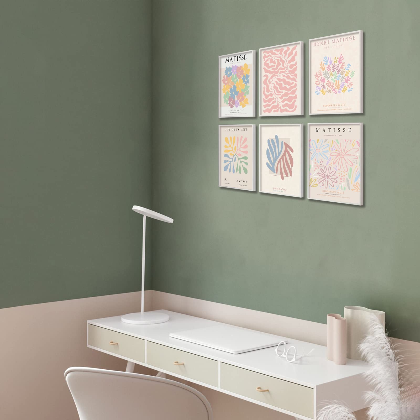 Kbkbart Henri Matisse Posters, Danish Pastel Room Decor Aesthetic, Abstract Matisse Wall Art, Minimalist Flower Boho Art Prints,