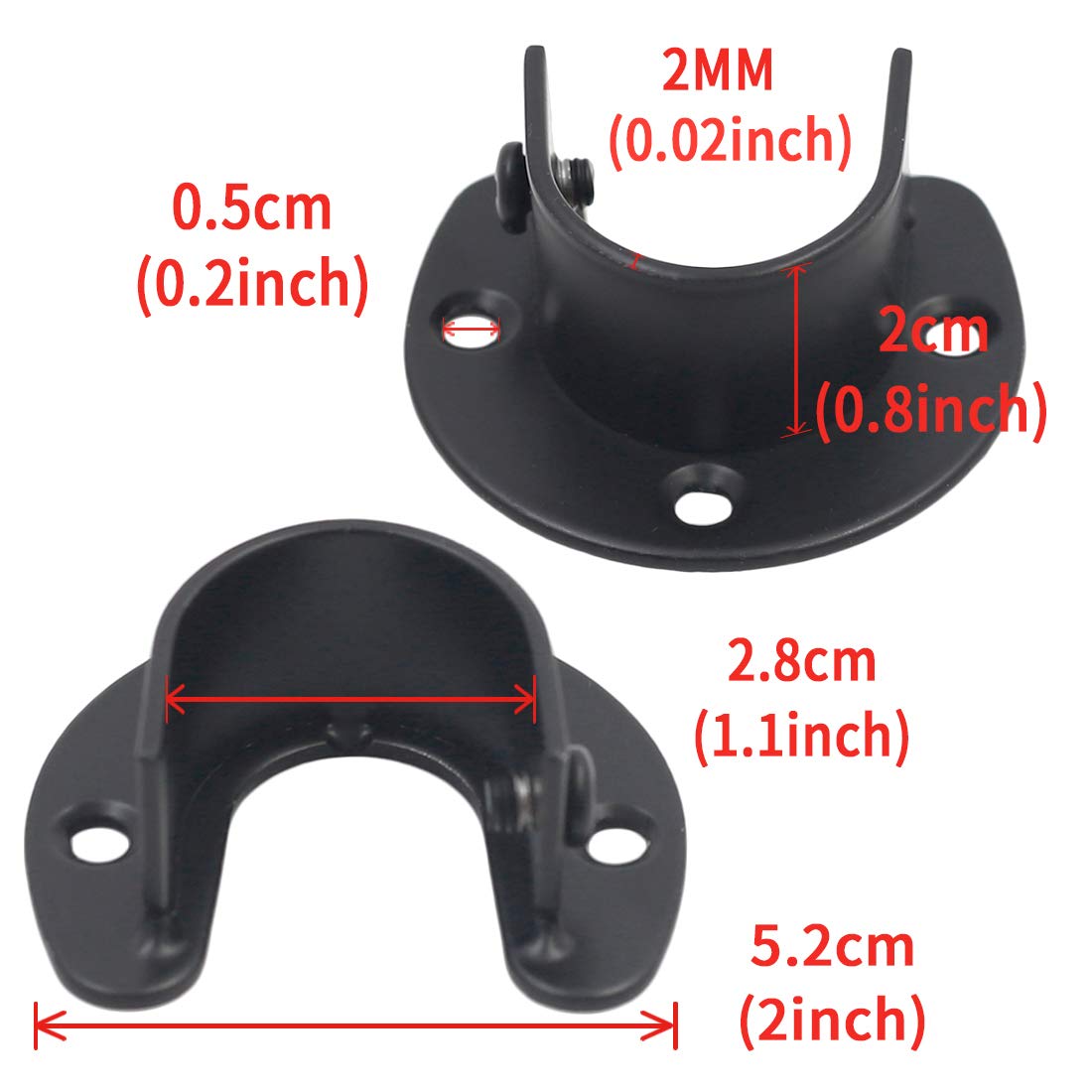 Seimneire 2Pcs Heavy Duty Stainless Steel Rod Socket, Wardrobe Bracket Flange Rod Holder Closet Rod End Supports Fit 1'' Diamete