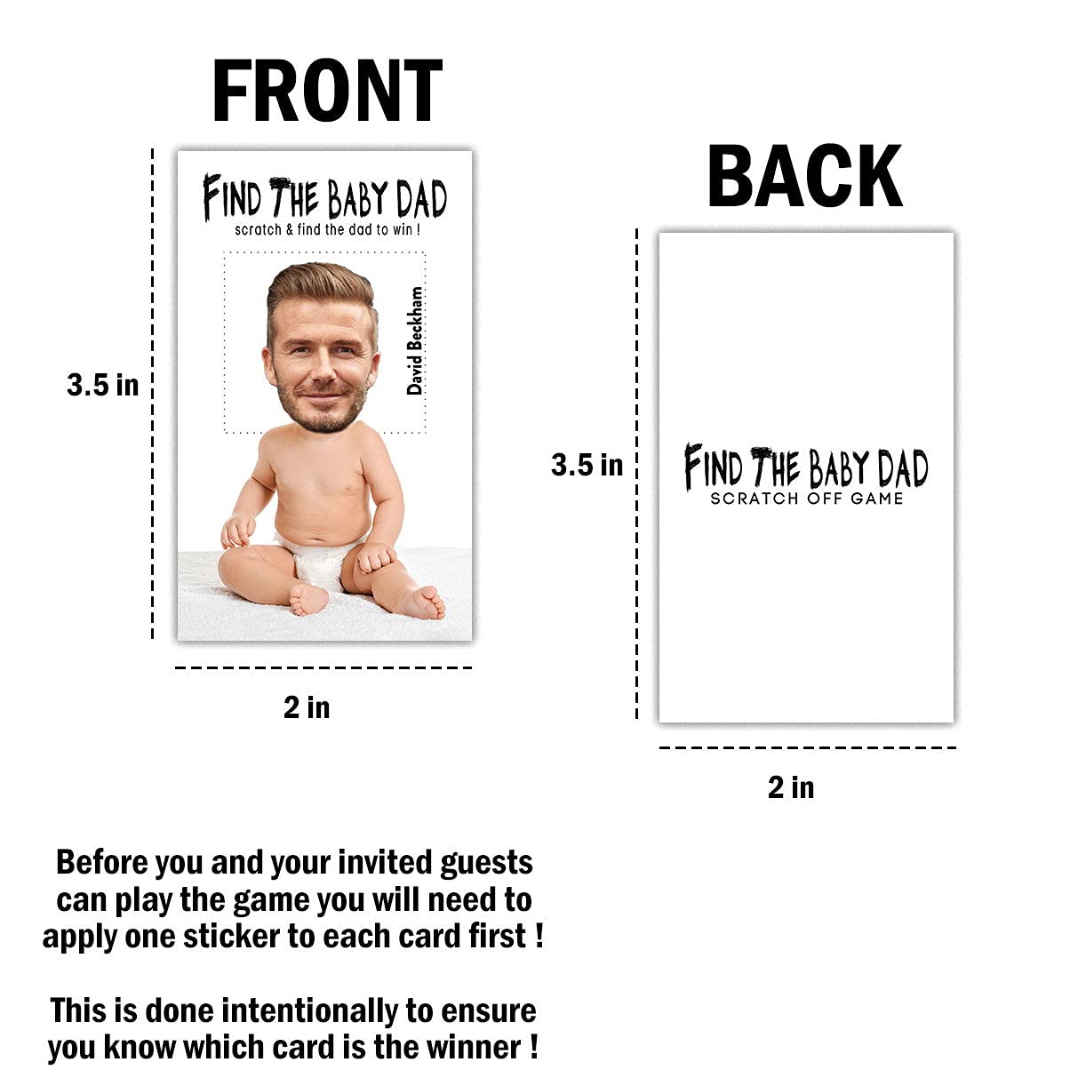 Baby Shower Games - Find The Baby Dad Scratch Off Celebrity Cards, Baby Shower Party Games Supplies - 36 Cards(Ba01-Bair)