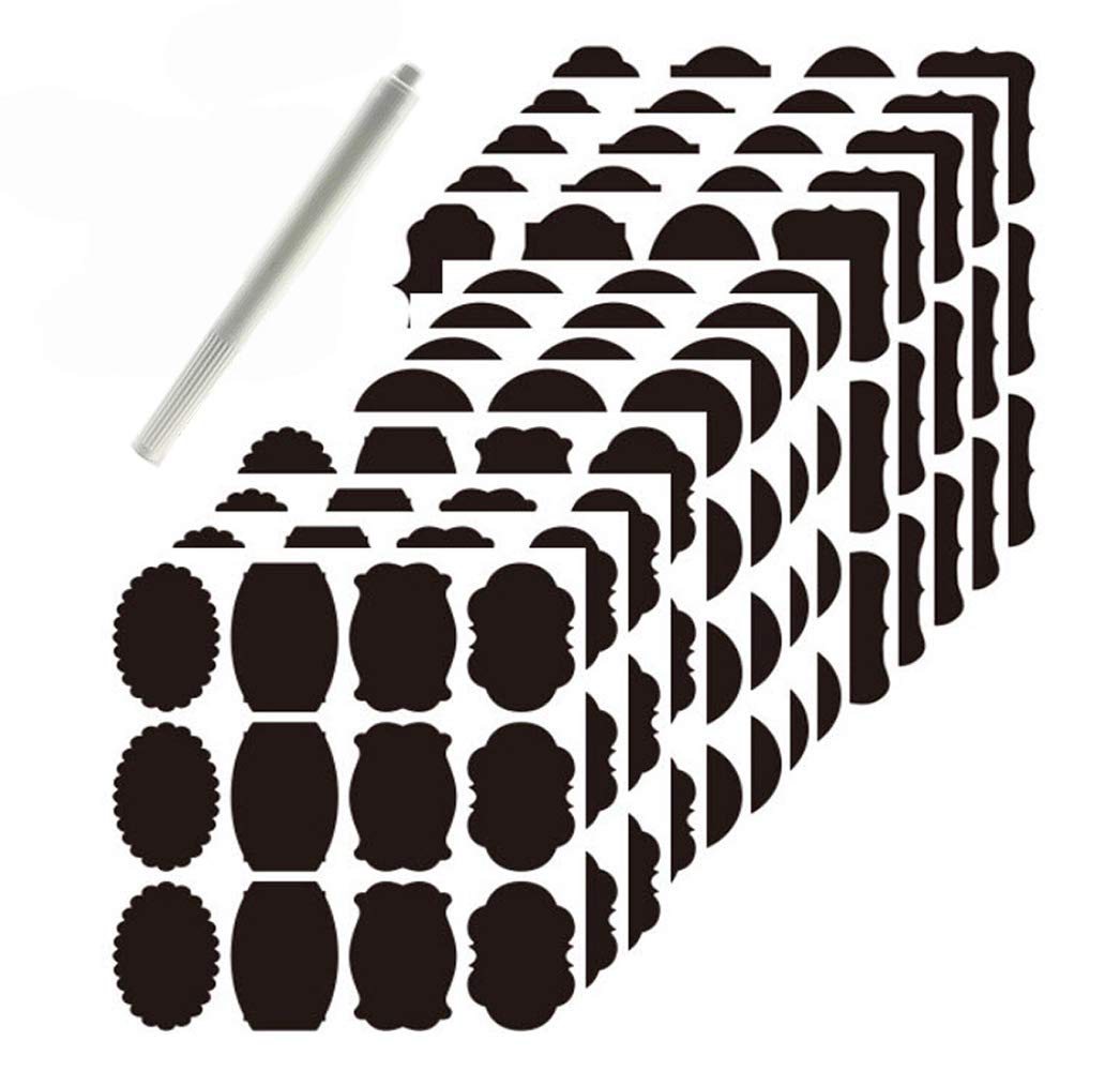 Chalkboard Kitchen Ingredients Item Labels Stickers Multi-Purpose Bulk Set (156 Pcs) - Free Chalkboard White Marker Pen - Waterp