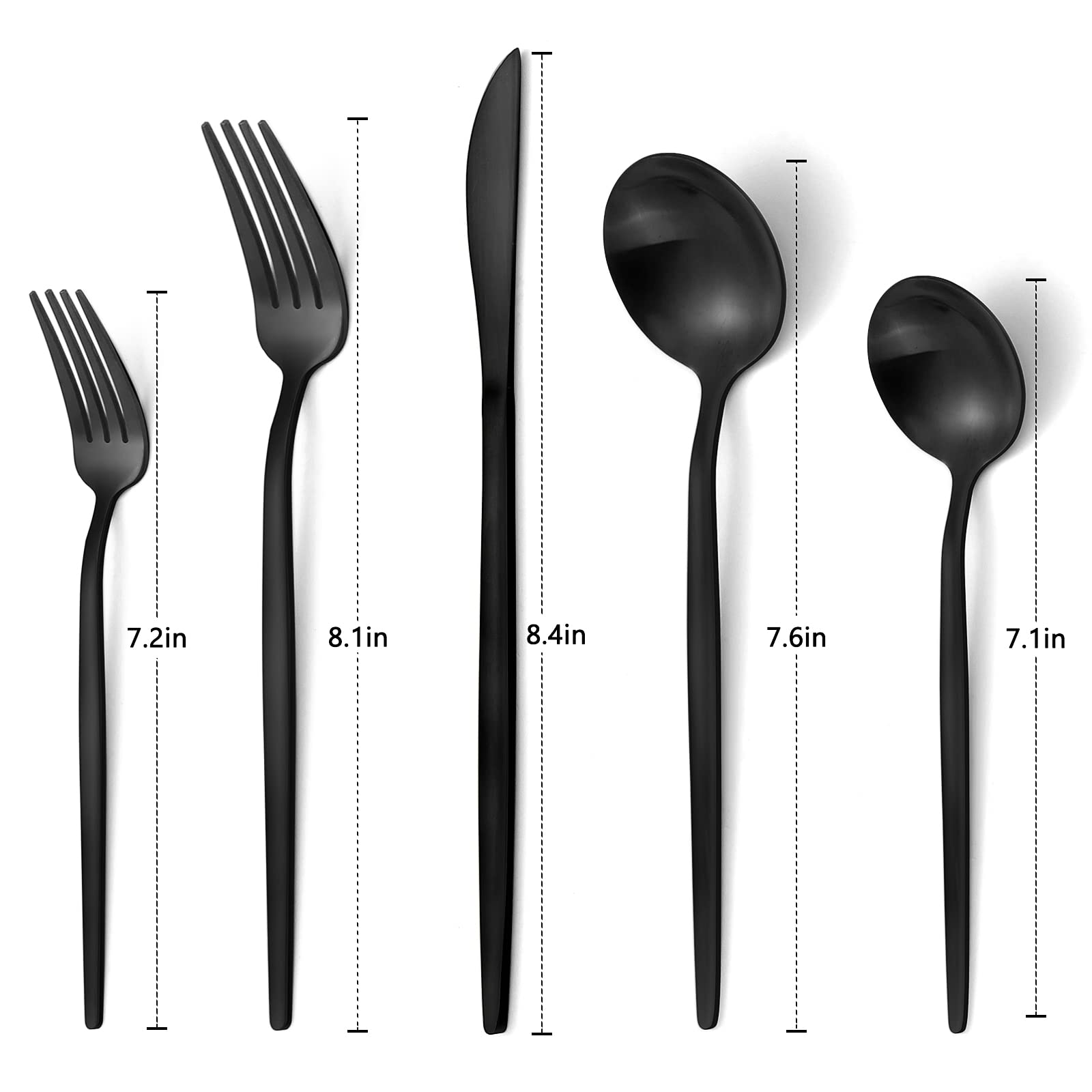 Matte Black Silverware Set, Vanvro 20-Piece Stainless Steel Flatware Set, Satin Finish Tableware Cutlery Set, Service For 4, Hom