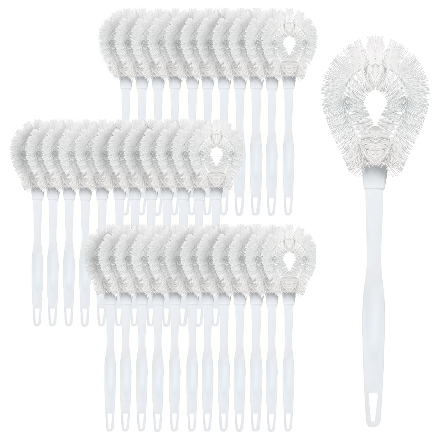 LOLA Toilet Bowl Brush w/Curved Head, 36 Pack, Coated Wire, Durable Poly Bristles, Reaches Under Toilet Bowl Rim