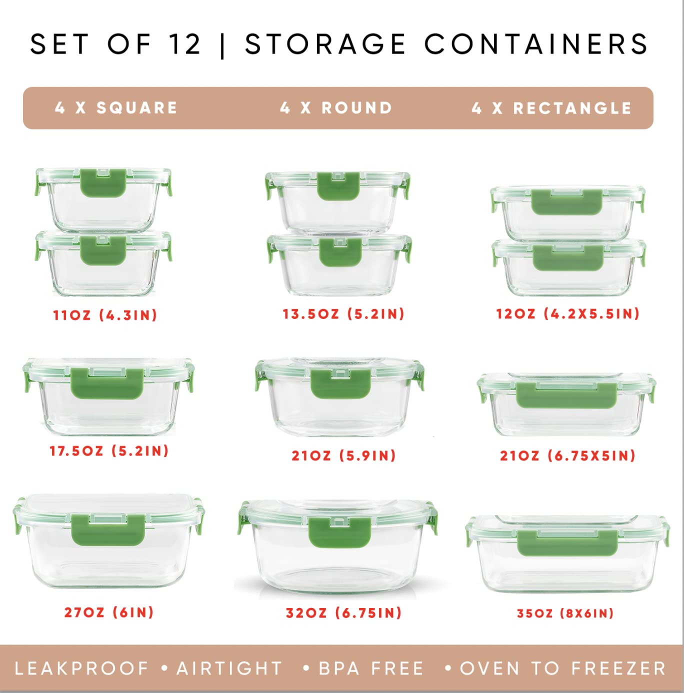 Joyjolt Joyful 24Pc Borosilicate Glass Storage Containers With Lids. 12 Airtight, Freezer Safe Food Storage Containers, Pantry K