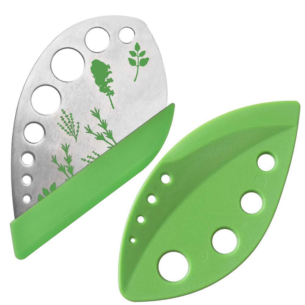 2 Pack Herb Stripper Tool 9 Holes Stainless Steel Kale Leaf Stripping Zip Tools, Curved Edge Can Be Used As A Kitchen Gadgets