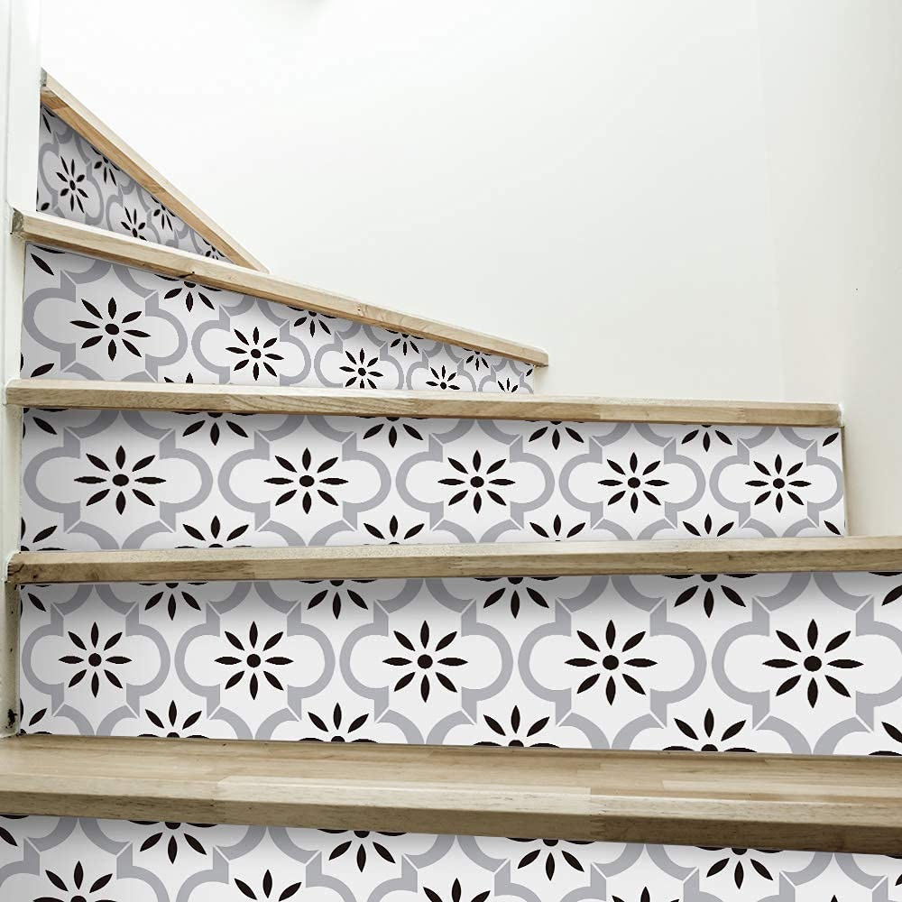 Funlife 14 Strips Peel And Stick Stair Risers Stickers, Self Adhesive Vinyl Stair Stickers Decals, Staircase Murals Decor For St