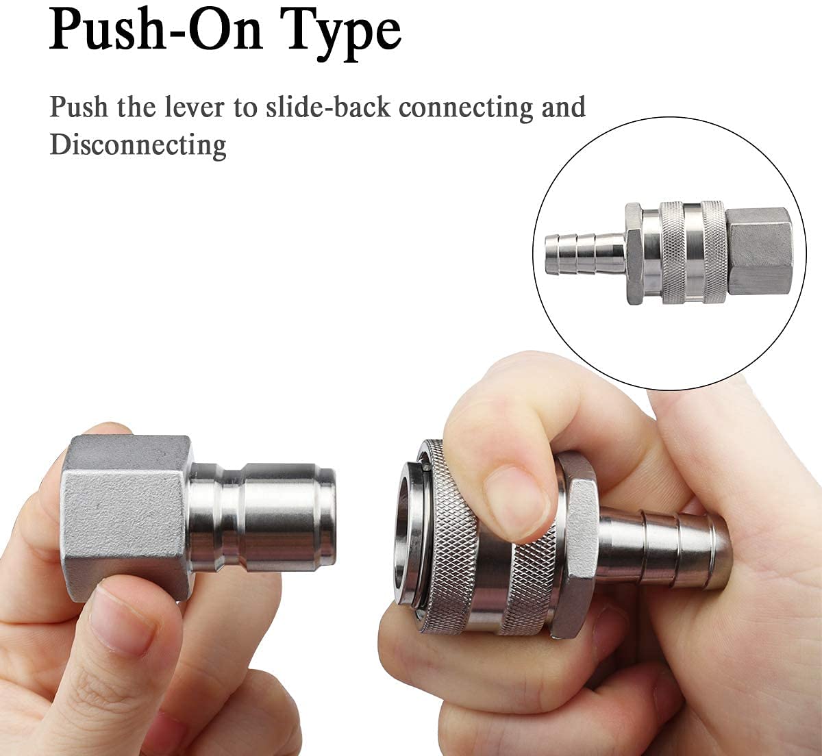 Ferroday Stainless Steel Quick Disconnect Set 1/2 Npt Female Disconnect 1/2'' Barb Brewing Quick Disconnect For Wort Pumps For W