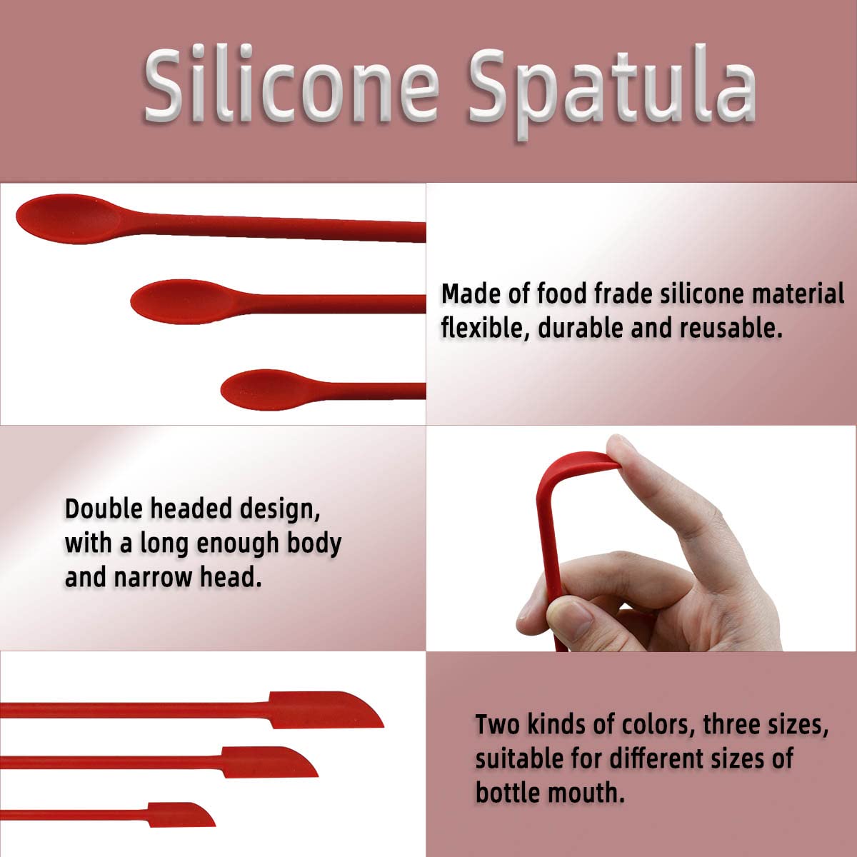 6 Pieces Silicone Spatula Set Mini Thin Jar Scraper Small Rubber Spatula For Makeup Beauty Products Tiny Spatulas Lotion Stirrer