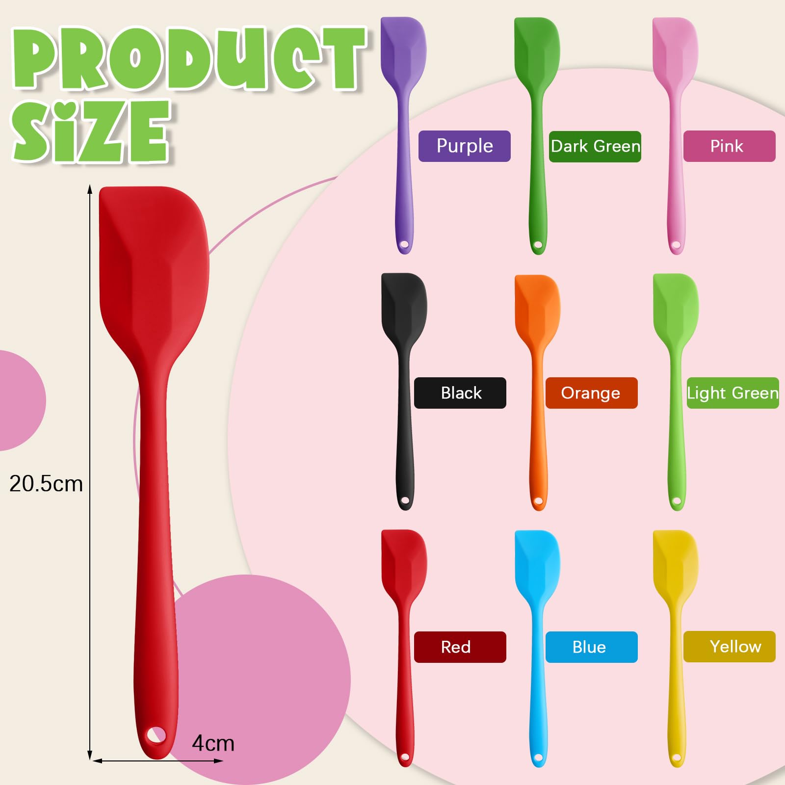Hsei 54 Pieces Silicone Spatulas 8.1 Inch Rubber Spatula Heat Resistant Non Stick Flexible Cooking Scraper Baking Mixing Tool Wi