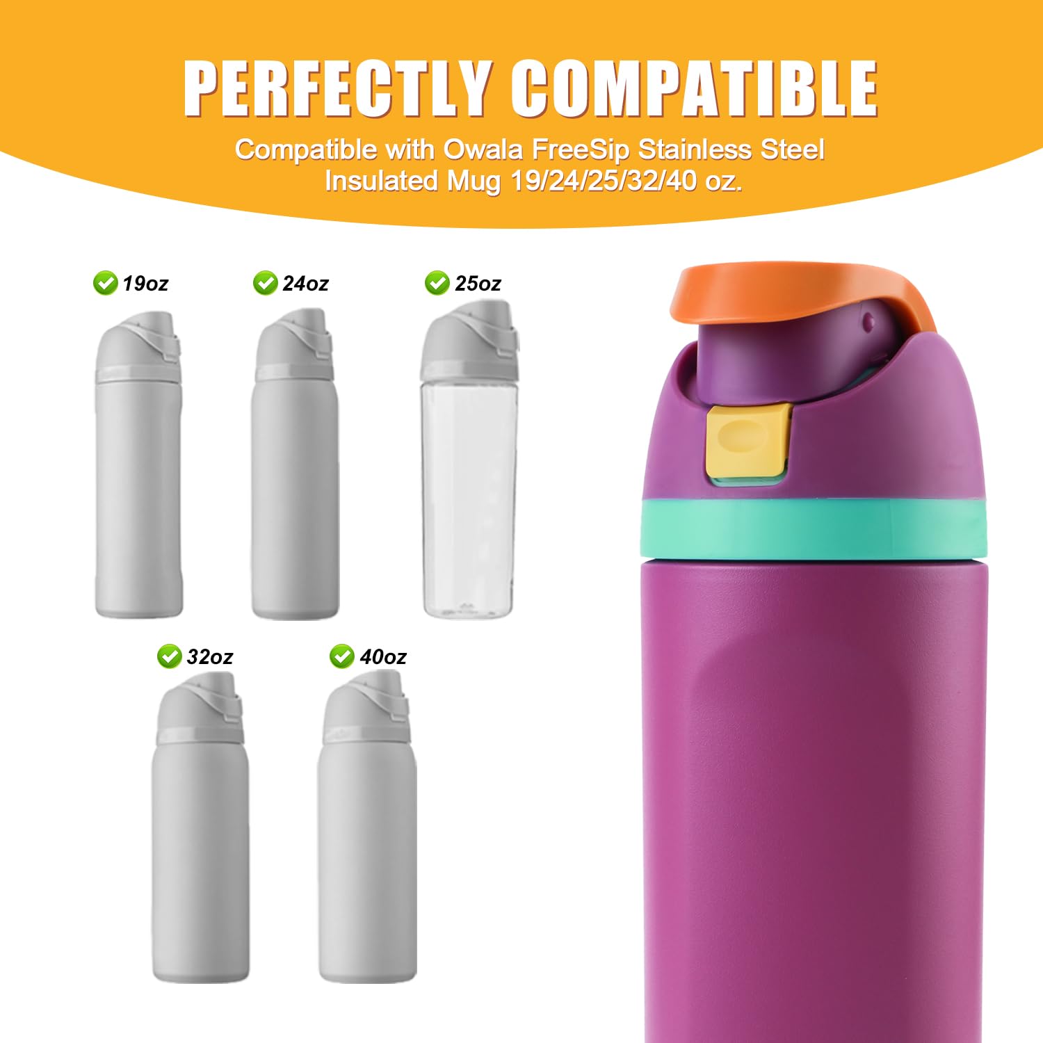 2Pcs Replacement Button Compatible With Owala Freesip 24Oz 32Oz, Water Bottle Lid Mouth Push Switch Top Cap Seal Stopper Replace