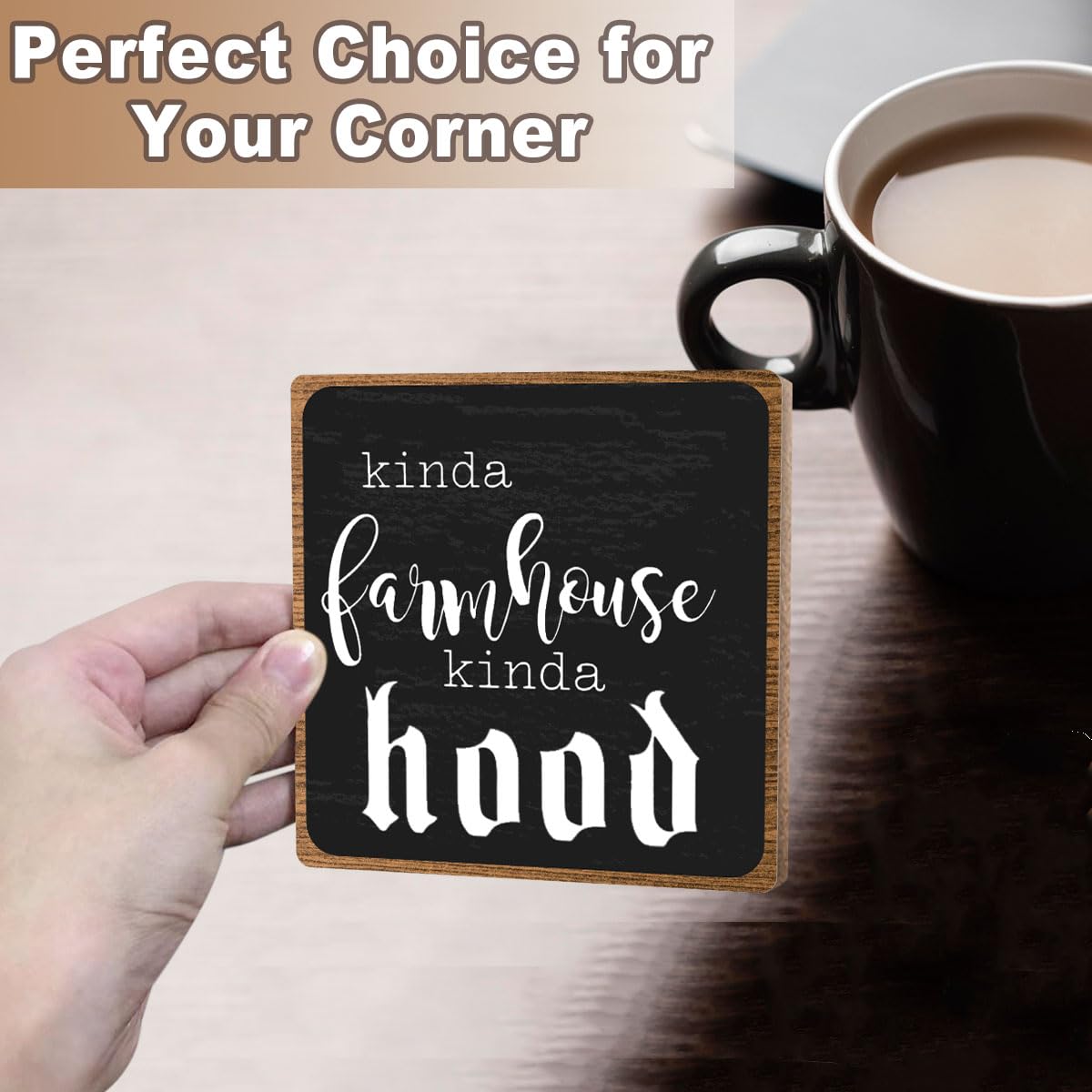 Home Decorative Sign, Farmhouse Plaque Wooden with Stand, Housewarming Gifts for Women Men, Table Desk Cubicles Accessories for